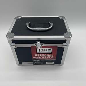 Vaultz Personal Locking Storage Box, Black/Chrome Secure‎ Combination Chest